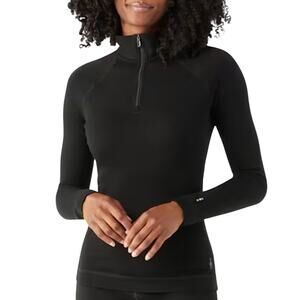 Smartwool Merino 250 Quarter Zip Base Layer Black Women M NWOT